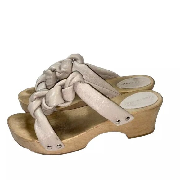 Misha & Puff Trellis Clogs Sandals in Putty Size 41 EU / 10 US Leather Wood Nude